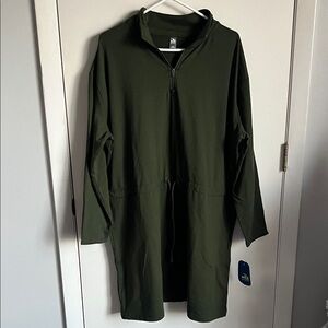MTA Sport Olive Green Long Zip Tunic Dress